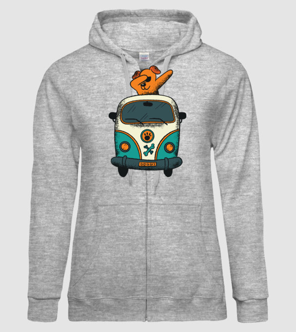 Microbuz Hippi Câine DAB model gri pe tricou