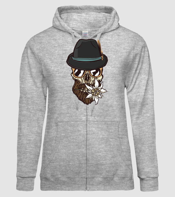Craniu Hipster model gri pe tricou
