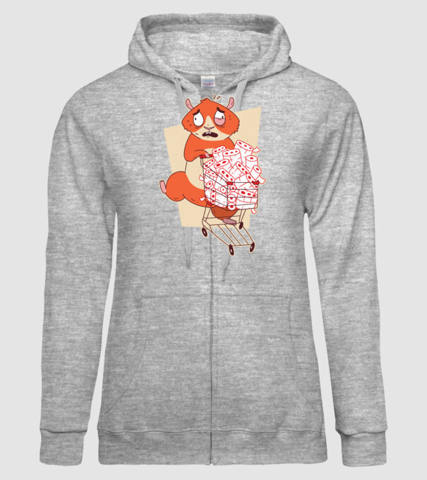 Hamster Panică cumpărături model gri pe tricou