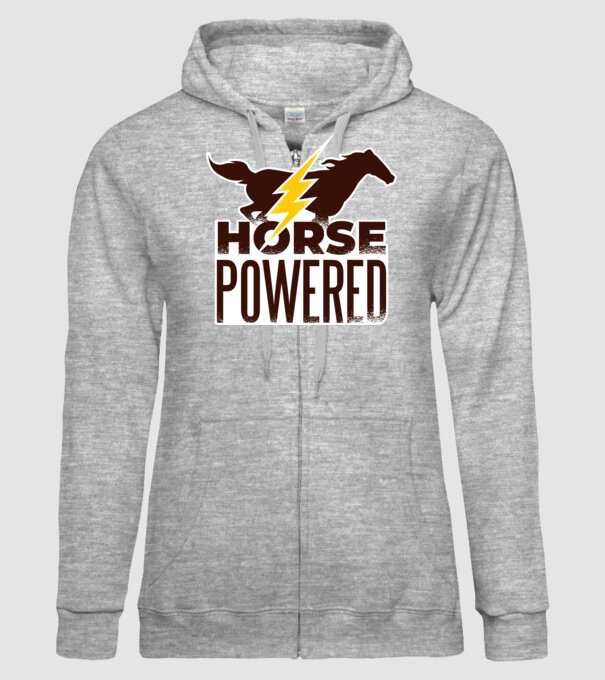 Horse Powered Cal-putere tricou călăreț model gri pe tricou