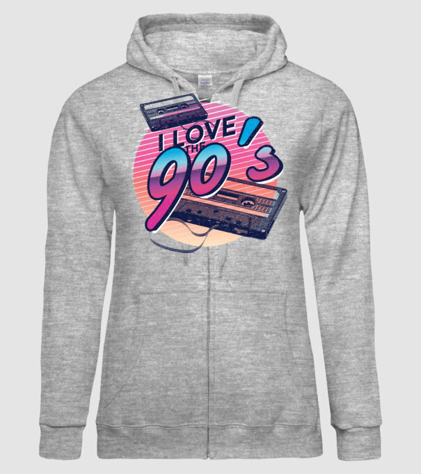 I love the 90s Casetă model gri pe tricou
