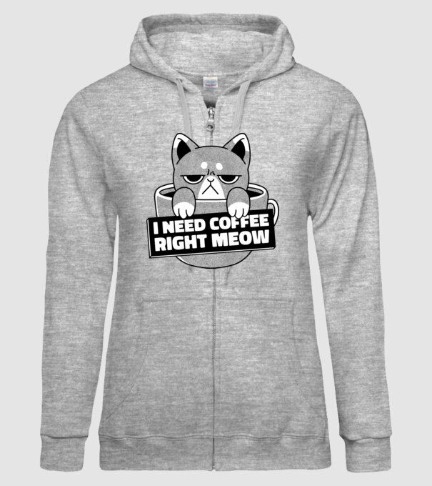 I need Coffee Right Meow model gri pe tricou