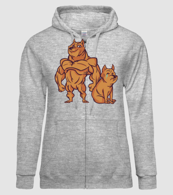 Câine musculos model gri pe tricou