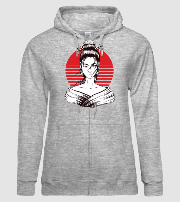 Geisha japoneză model gri pe tricou
