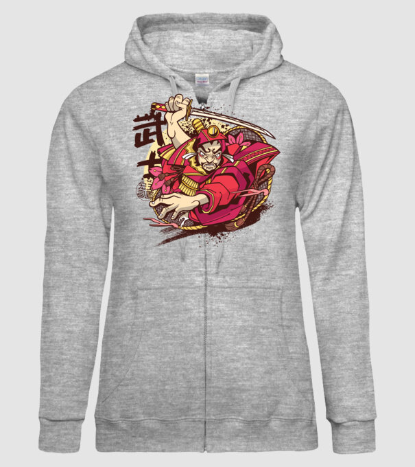 Războinic japonez model gri pe tricou