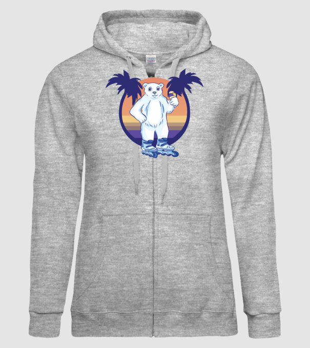 Urs polar cu patine cu rotile model gri pe tricou