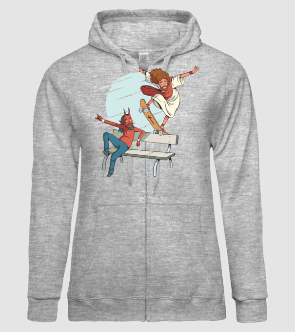 Isus Skateboarding model gri pe tricou