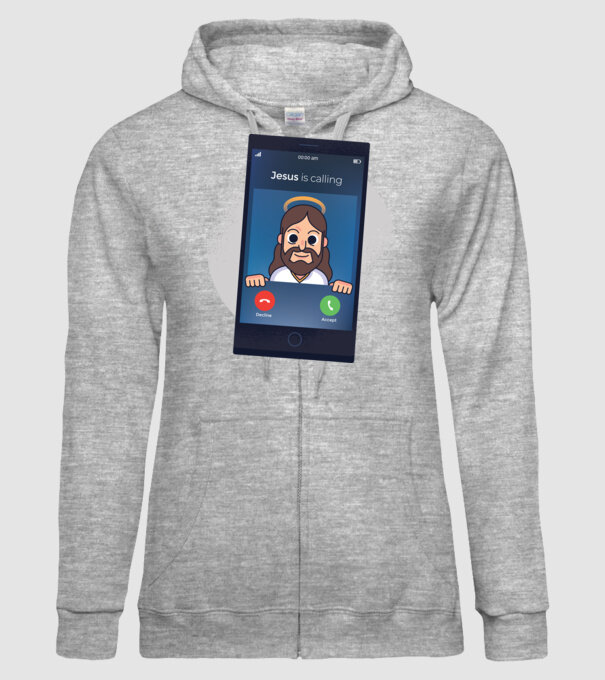 Isus te sună tricou amuzant model gri pe tricou