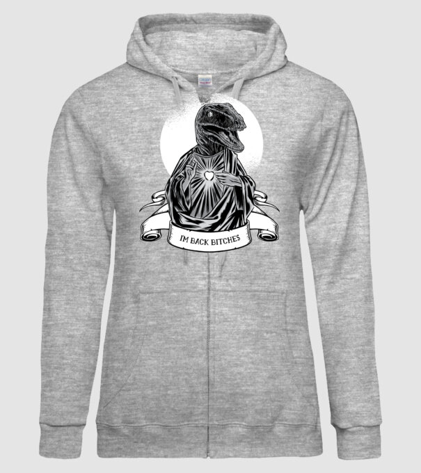Iisus Raptor Dinozaur model gri pe tricou
