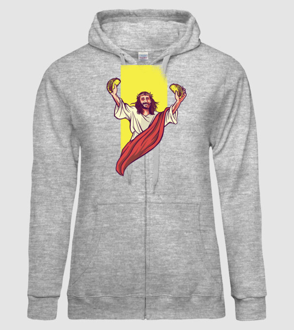 Isus cu Taco tricou amuzant model gri pe tricou