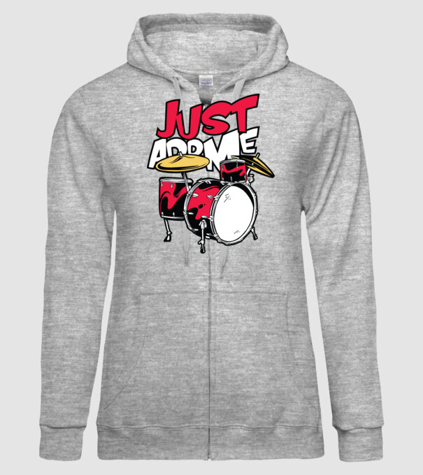 Just add me Drums model gri pe tricou