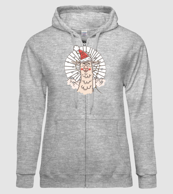 Llama de Crăciun model gri pe tricou