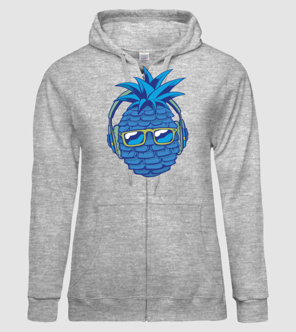 Ananas albastru cu căști model gri pe tricou