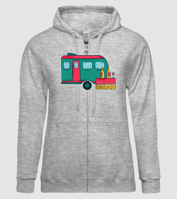 Autorulotă Camping model gri pe tricou