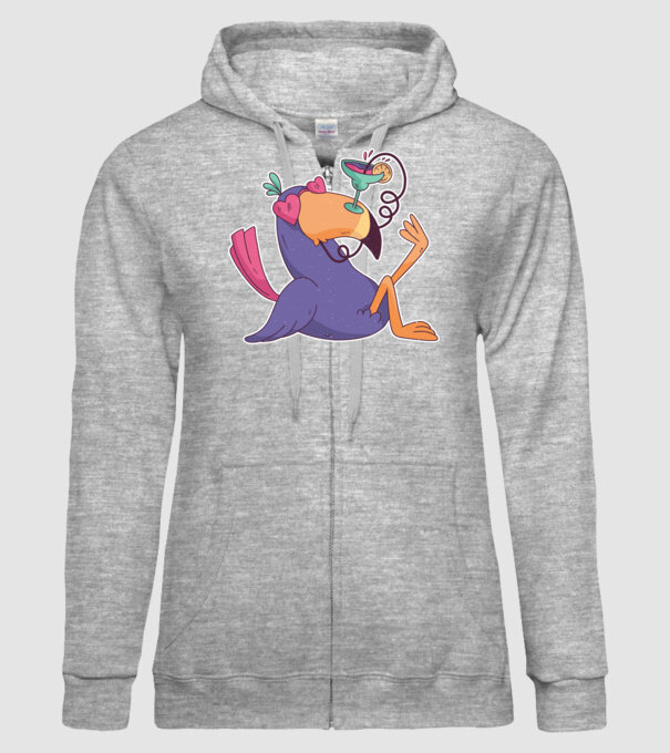 Toucan cu cocktail model gri pe tricou
