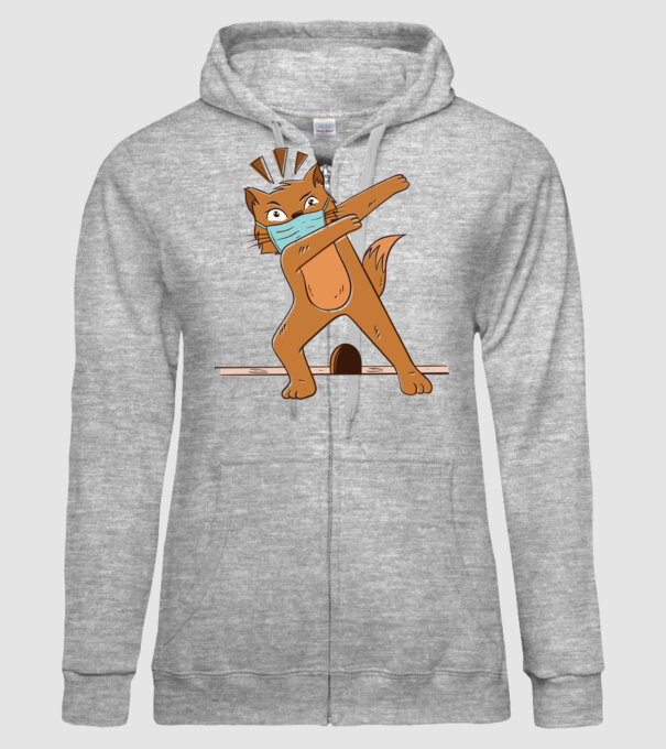 Mască Pisică Coronavirus model gri pe tricou