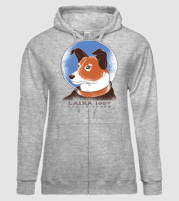 Laika 1957 - Câine în spațiu model gri pe tricou