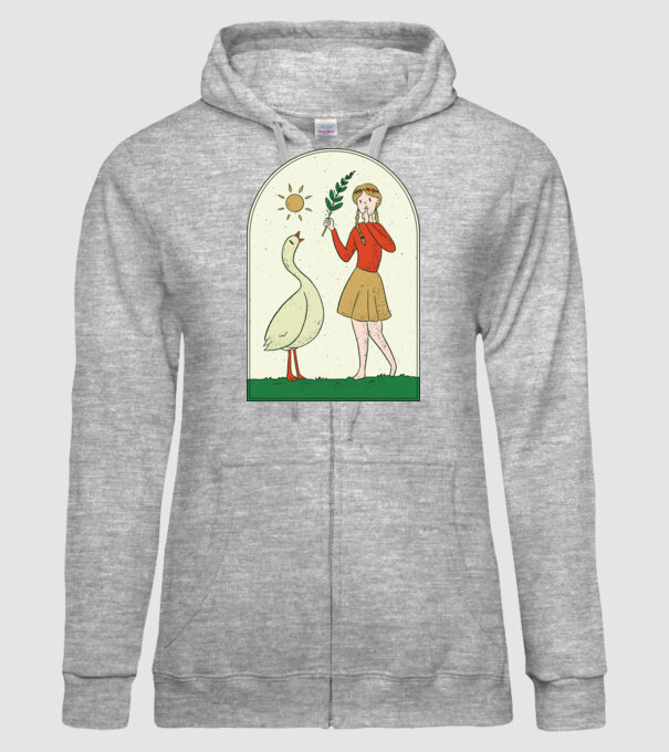 Poveste cu fata și gâsca model gri pe tricou