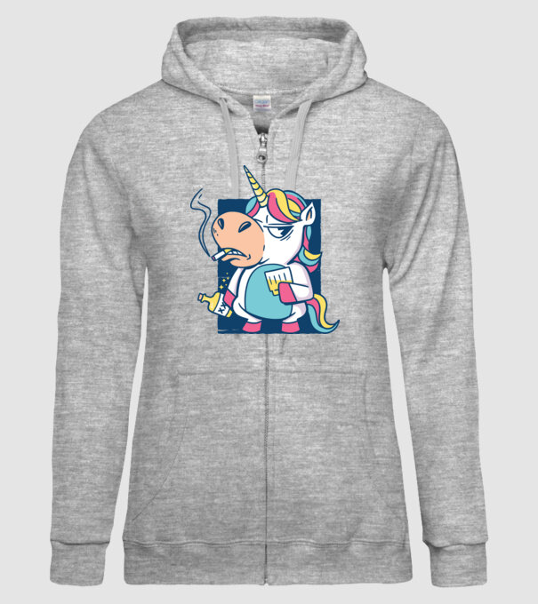 Unicorn rebel model gri pe tricou