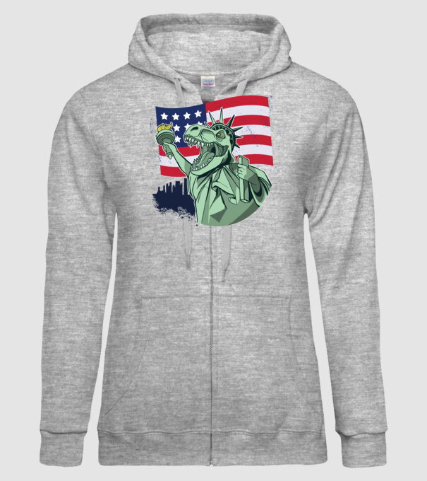 Liberty-Rex SUA Dinozaur model gri pe tricou