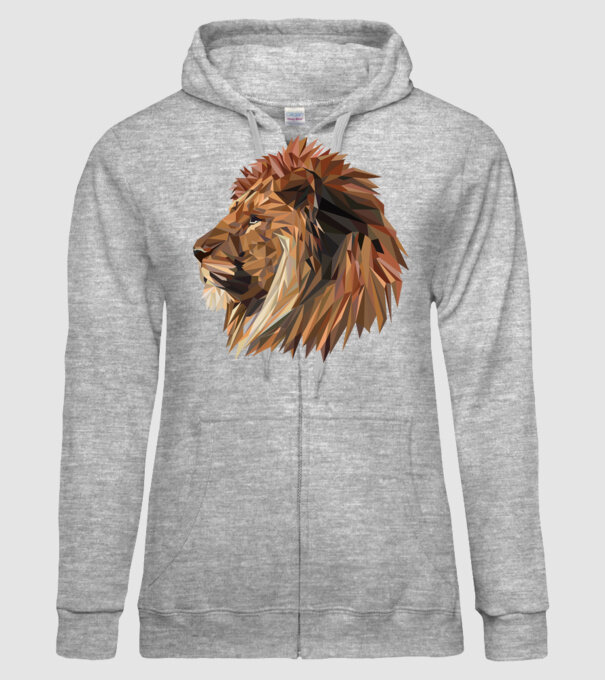 lion polygon model gri pe tricou