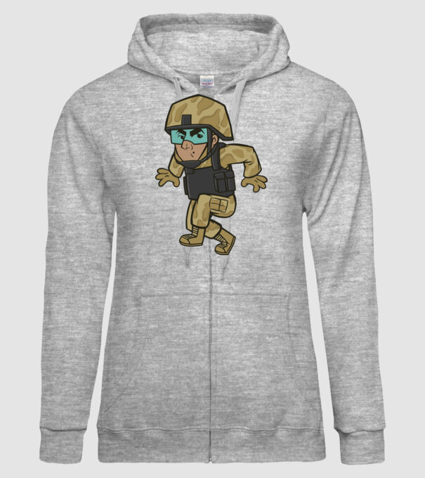 Soldat strecurându-se model gri pe tricou