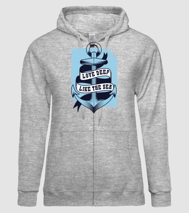 'Love deep like the sea ancoră dragoste Valentine''s Day' model gri pe tricou
