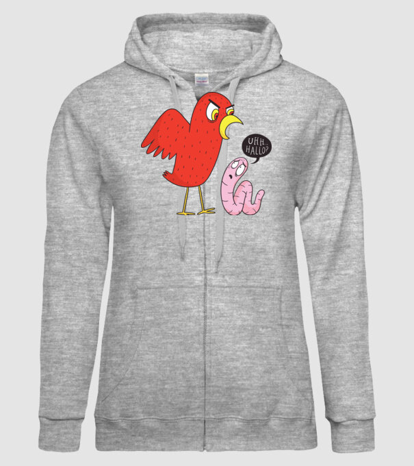 Pasăre cu vierme model gri pe tricou