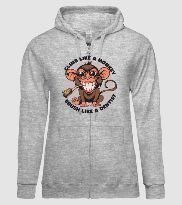 Periuță de dinți maimuță model gri pe tricou