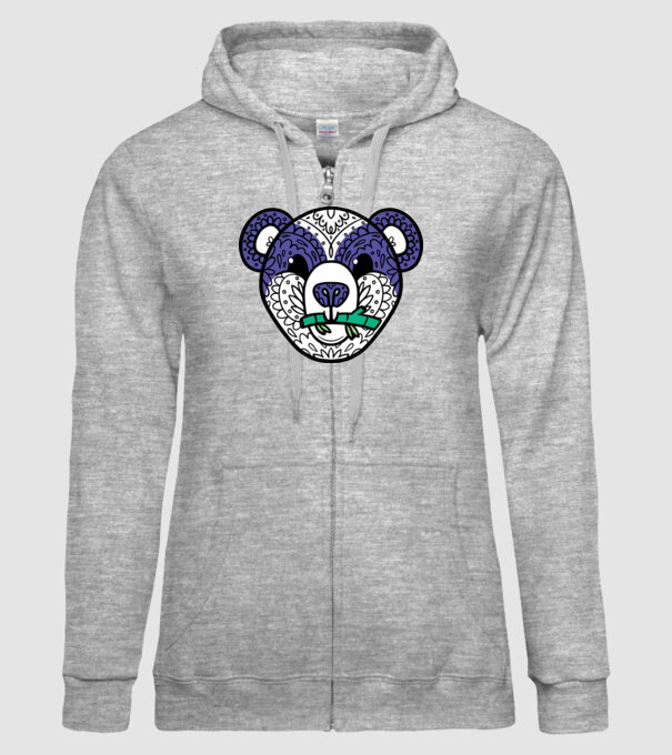 Mandala Panda model gri pe tricou