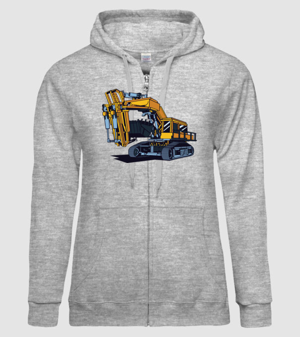 Excavator model gri pe tricou