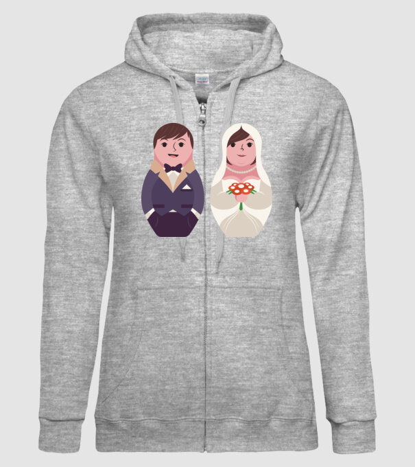 Matrioșka Căsătorie model gri pe tricou