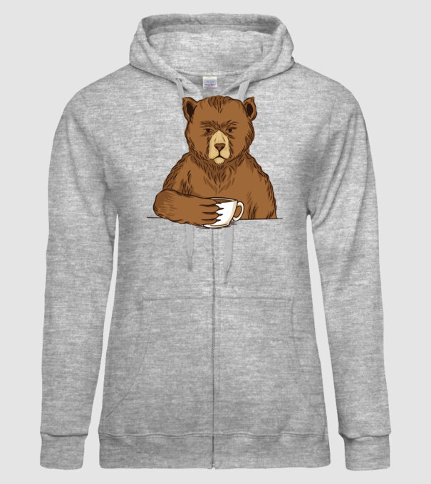 Urs cu cafea model gri pe tricou