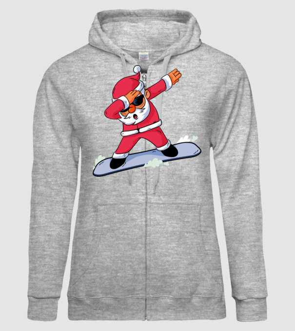 Moș Crăciun Snowboard DAB tricou amuzant model gri pe tricou
