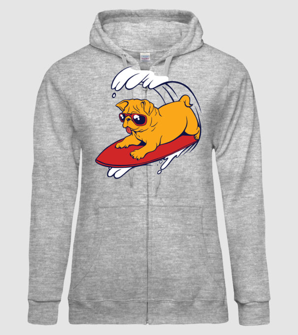 Mops Surf model gri pe tricou