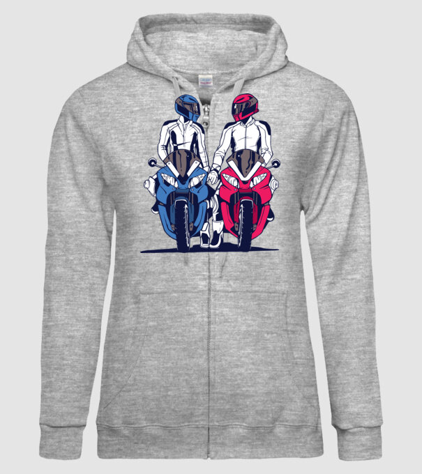 Cuplu de motocicliști model gri pe tricou