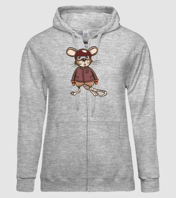Șobolan motociclist model gri pe tricou
