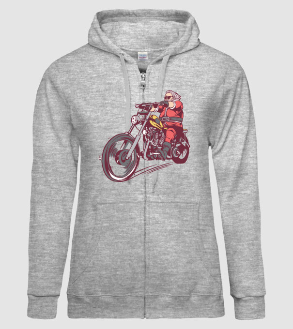 Moș Crăciun motociclist model gri pe tricou
