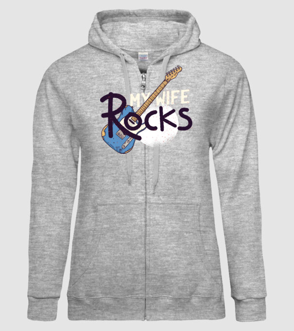 My wife rocks - Soția mea e tare model gri pe tricou