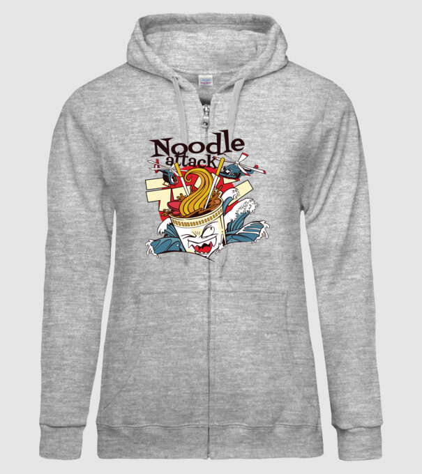 Noodle Attack model gri pe tricou