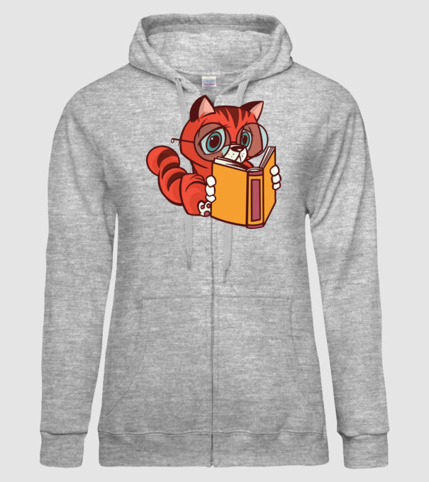 Pisică cititoare model gri pe tricou