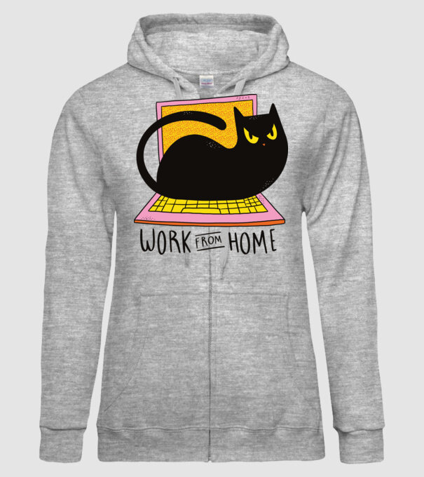 Home offfice cu pisică model gri pe tricou