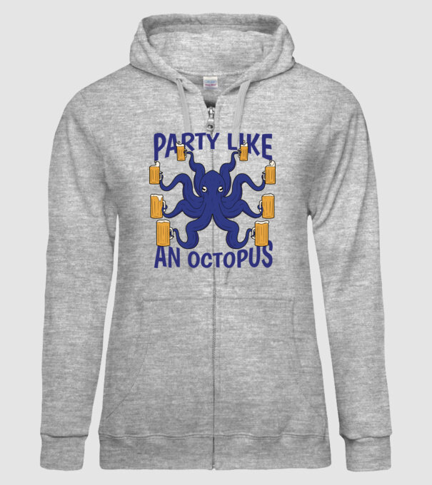 Party Like An Octopus model gri pe tricou