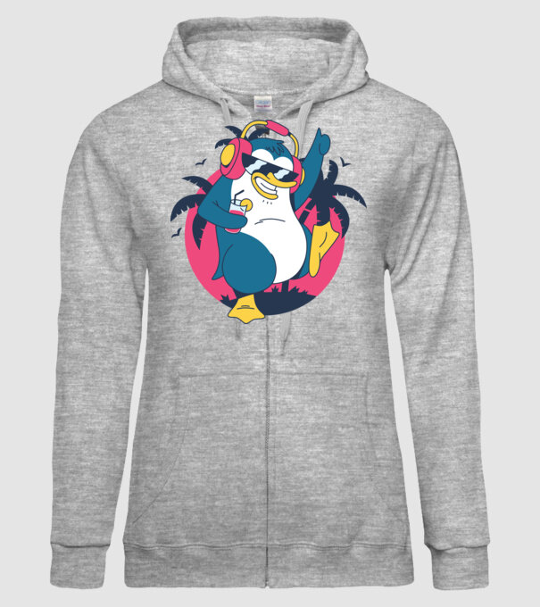 Pinguin de Petrecere model gri pe tricou