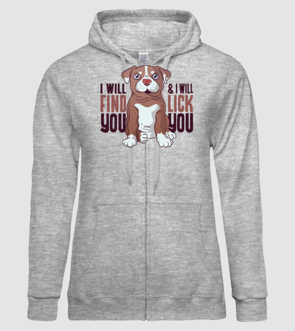 Pitbull - I will find you and I will lick you model gri pe tricou
