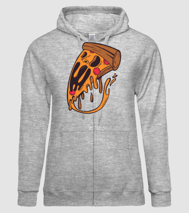 Pizza Horror model gri pe tricou