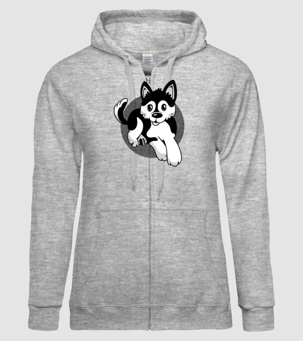 Câine Pomsky model gri pe tricou