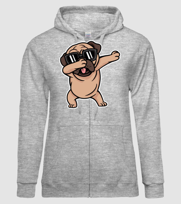 Pug DAB model gri pe tricou