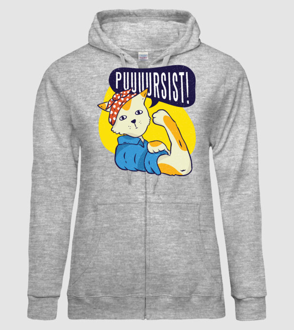 Pisică Pursist model gri pe tricou