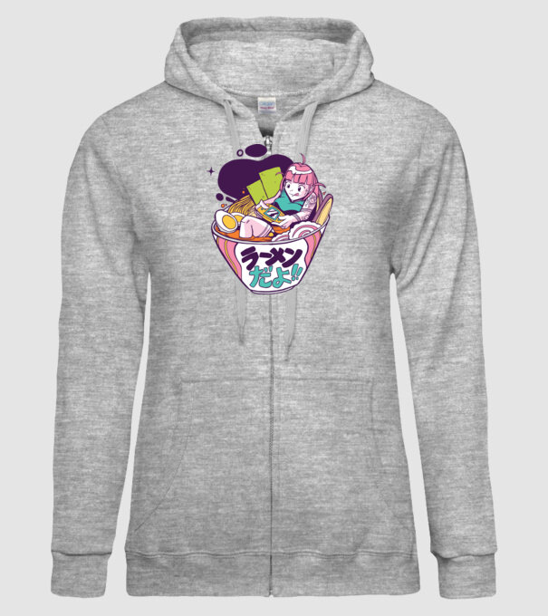 Ramen Anime Gamer fată model gri pe tricou